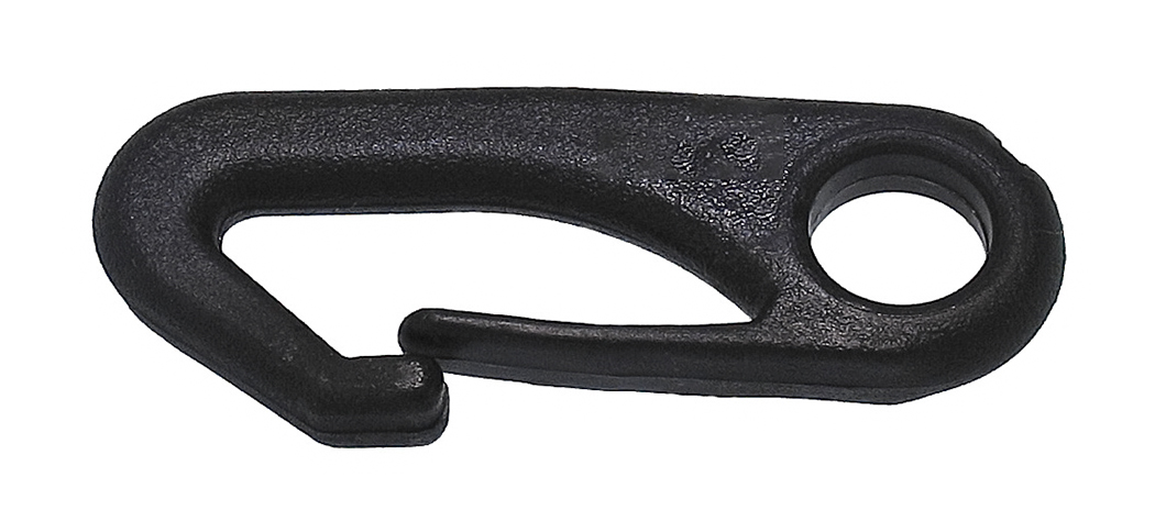 Item # 906 3/8, Plastic Snap Hook, Rigid Eye, Black Nylon, 500 per bag On  Zoron Manufacturing, Inc.